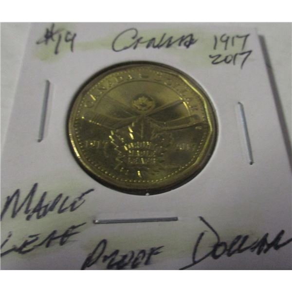 EDMONTON:  1917 -2017 TORONTO MAPLE LEAF PROOF CANADA DOLLAR