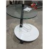 Image 1 : ESTATE/NEW:  GLASS TOP ROLLING SIDE TABLE (APPROX. 20" D X 29" H)