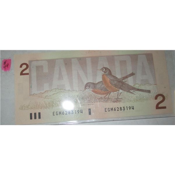 1986 BIRD SERIES UNCIRCULATED LAST OF CANADA $2 BILLS