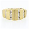 Image 4 : Unisex 14K Gold 0.60 ctw Round Diamond Grooved Channel Brushed Wide Band Ring