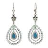 Image 3 : 18K White Gold 1.70 ctw Turquoise Emerald & Diamond Tear Drop Dangle Earrings