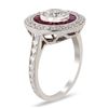 Image 3 : 0.78 ctw Diamond and 1.00 ctw Ruby Platinum Ring (1.13 ctw Diamonds)