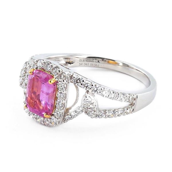 1.24 ctw Purplish Pink Sapphire and 0.58 ctw Diamond 18K White and Yellow Gold R