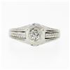 Image 4 : Antique Art Deco Engraved 18k White Gold 0.32 ctw Mine Cut Diamond Solitaire Rin