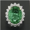 Image 2 : QUALITY Platinum 18k Gold 17.34 ctw AGL Large Oval Emerald & Diamond Halo Ring