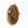 Image 4 : Vintage 14k Gold Concave Carved Shell Cameo Twist Wavy Frame Pendant Brooch Pin
