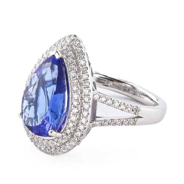 3.58 ctw Tanzanite and 0.54 ctw Diamond Platinum Ring