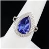 Image 3 : 3.58 ctw Tanzanite and 0.54 ctw Diamond Platinum Ring