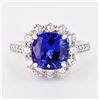 Image 1 : 4.00 ctw Tanzanite and 1.20 ctw Diamond Platinum Ring