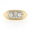Image 4 : Antique Edwardian 14k TT Gold 0.20 ctw Old European Dual Diamond Etched Band Rin