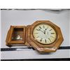 Image 1 : "Forestville" wooden wall clock, w/ pendulum - batt powered, glass needs remounted - 24.5"H