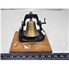 Image 1 : Brass desk top bell, w/ wooden base - 7"x5"
