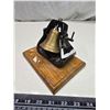 Image 3 : Brass desk top bell, w/ wooden base - 7"x5"