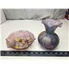 Image 2 : Vintage Ruevan purple glass flower vase and bowl - Made in Canada