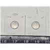 Image 1 : 2 Canadian silver 10 cent coins - 1916-17
