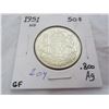 Image 1 : Canadian Silver 1951 Fifty Cent Piece