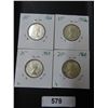 Image 2 : 578 4 – CDN SILVER QUARTERS 1961,62,63,64