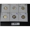 Image 1 : 613 6 US 90% SILVER DIMES 1954,54S,55D,56D,60D,61D 54&56D- XF, REST UNC