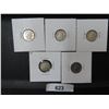 Image 1 : 623 5 CDN SILVER DIMES 1937,38,39,40,43 VG-F