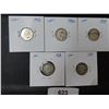 Image 2 : 623 5 CDN SILVER DIMES 1937,38,39,40,43 VG-F