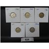 Image 2 : 624 5 CDN SILVER DIMES 1944,45,46,47,47ML VG-F 45-XF