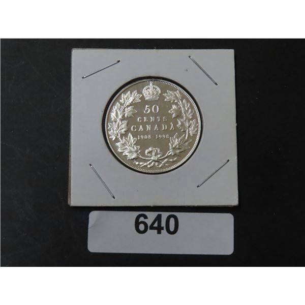 640 CANADA 1908-1998 MIRROR FINISH STERLING SILVER 50 CENTS PROOF