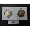 Image 1 : 2 - CanadIan Toonies - 24kt Gold Inlay - Sterling Silver Proof Coins 1997,1999
