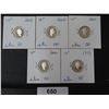 Image 2 : 650 5 CDN SILVER PROOF 10 CENTS 1999, 2000, 2001, 2002, 2003