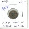 Image 1 : 1914 Canadian Silver 5 Cents. Issued the first year of World War I. VG-10.