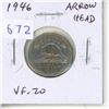 Image 1 : 1946 Arrowhead Canadian 5 Cents. VF-20. Scarce.