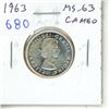 Image 1 : 1963 Canadian Silver 25 Cents. MS-63 with Cameo.