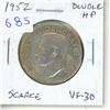 Image 1 : 1952 Canadian Silver 50 Cents. Doubled HP on the obverse. VF-30. Scarce.