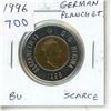 Image 1 : 1996 German Planchet $2 Toonie. This planchet was made in Germany and differs from the Canadian plan