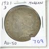 Image 1 : U.S. 1921D Morgan Silver Dollar. Denver Mint. AU-50.
