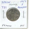 Image 1 : Spain. 1957 5 Pesetas. Depicts Dictator Francisco Franco. AU.