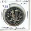 Image 1 : 1982 Drumheller Alberta Dinosaur Dollar. Depicts a Dinosaur. BU.
