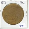 1871 [x=#8211/] 1971 British Columbia Centennial brass medal. BU.