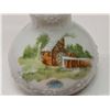 Image 4 : Milk glass oil lamp, w/ windmill & waterwheel painting on side - c/w chimney - 15"H