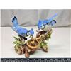 Vintage ceramic "Flambro" blue jays and nest figurine