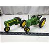 2 John Deere die cast model tractors - 1 has missing wheel - ERTL