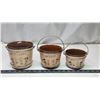 3 Mid Century 1950's Barber shop quartet porcelain snack pails - Chips, Pretzels and Nuts