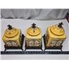 Image 2 : 3 Matching "Artimino" earthenware canisters, w/ iron holders