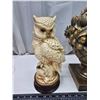 Image 2 : 3 Large decorative figurines - Owl, Terrier dog, & Fruit basket