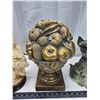 Image 3 : 3 Large decorative figurines - Owl, Terrier dog, & Fruit basket