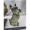 Image 4 : 3 Large decorative figurines - Owl, Terrier dog, & Fruit basket