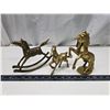 3 Brass horse figurines