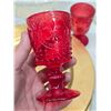 Image 7 : Bundle of household items - Platters, bowls, vases, large glass pitcher, red glass goblets, etc.