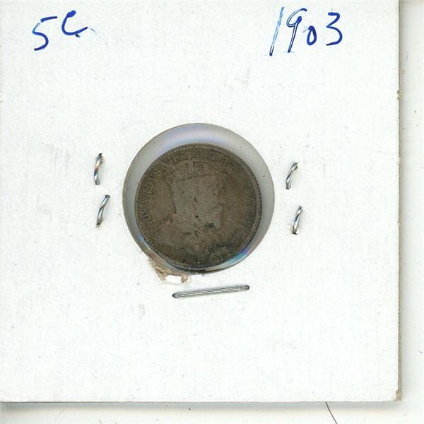 1903H CDN SILVER 5 CENT VG