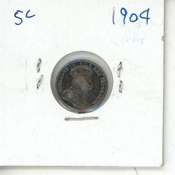 1904 CDN SILVER 5 CENT VG-F