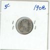 Image 1 : 1908 CDN SILVER 5 CENT F